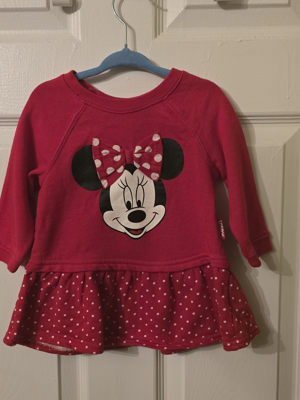 Disney Red Minnie Mouse Peplum Pullover with Polka Dot Bow